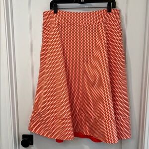 Lane Bryant Coral/Orange White Polka Dot A-Line Skirt The Modernist Collection